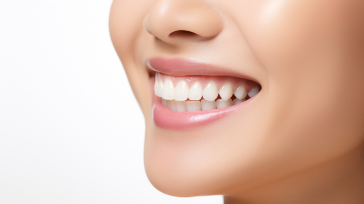 矯正で歯列が整い笑顔を見せる女性