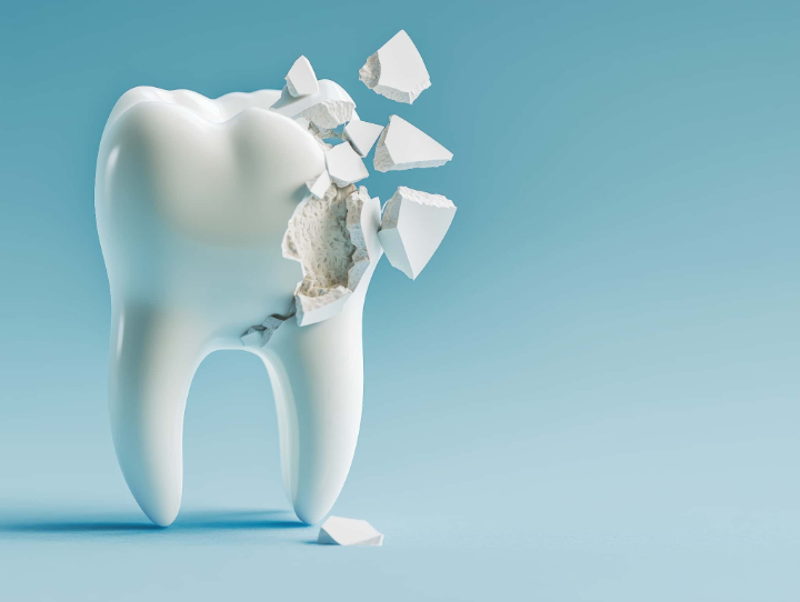 しみる原因となるセラミックの歯が欠けているイメージ