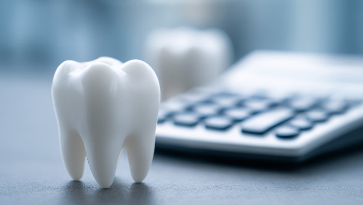 歯のオブジェと電卓