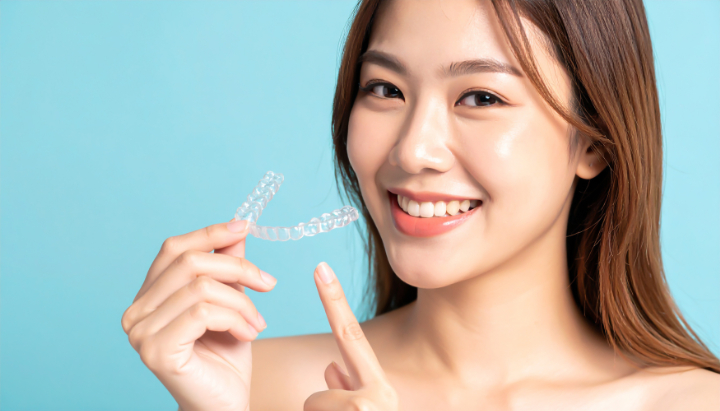 マウスピース矯正をしている女性