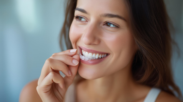 マウスピース矯正をしている女性